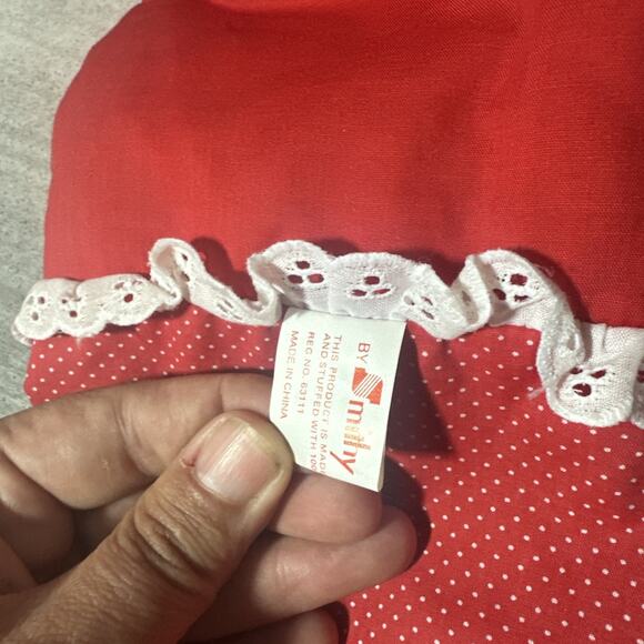 Vintage Smithy Plush Pig Christmas Stocking 18 in Quilted Red Green 80s 90s - Picture 9 of 9